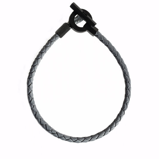 Genuine Grey Leather Bracelet